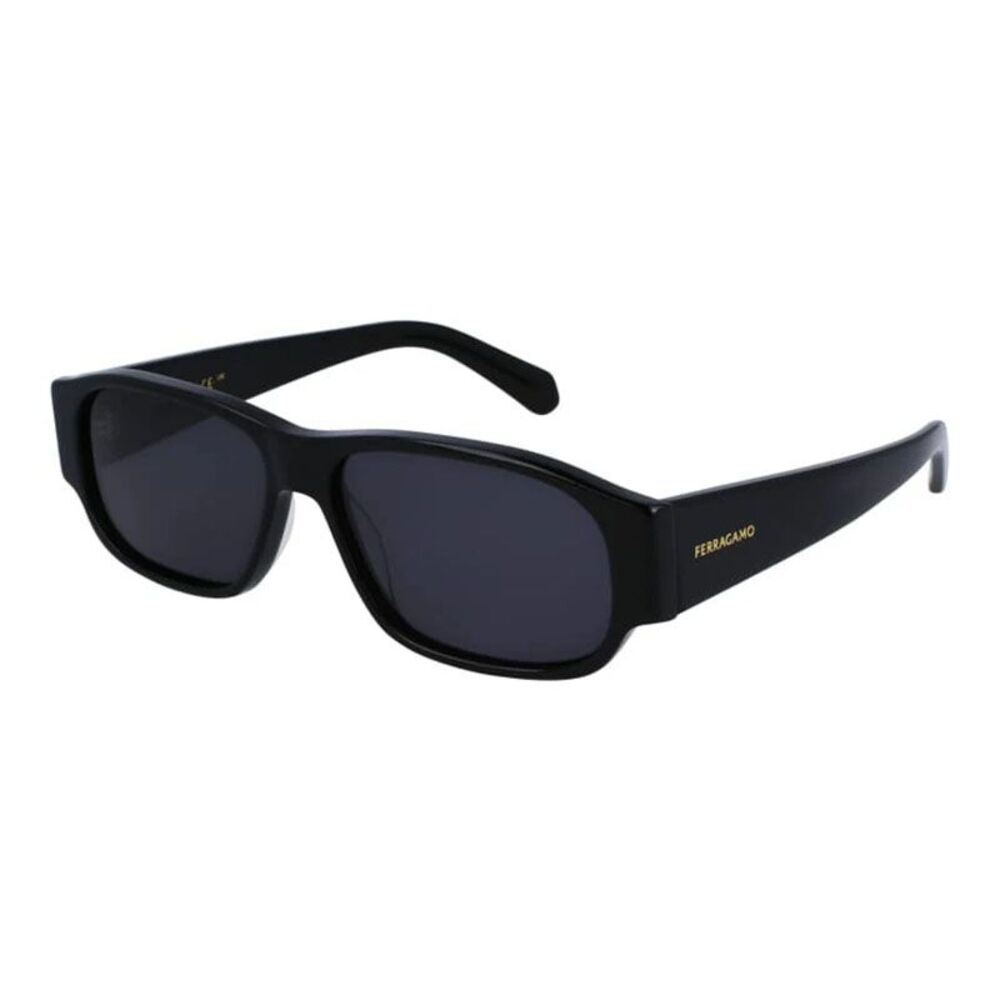 Salvatore Ferragamo Sunglasses Rectangle Full Rim, Black Frame and Dark Grey